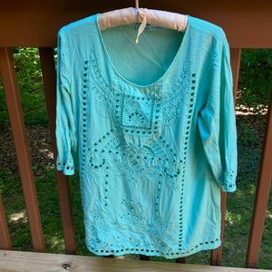 Solitaire Swim aqua blouse